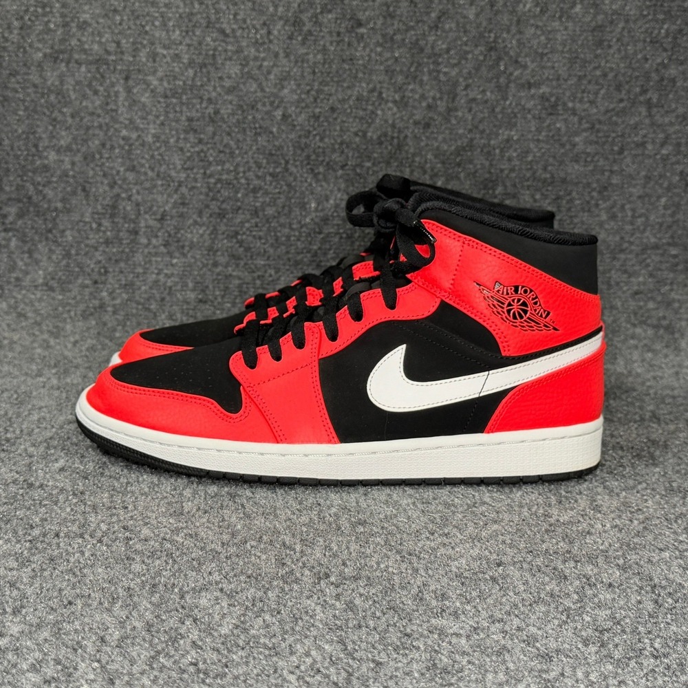 Jordan 1 Mid Shoes Men 10.5 Infrared 23 Red Black Athleitc Retro Hooping Sneaker - Picture 5 of 14
